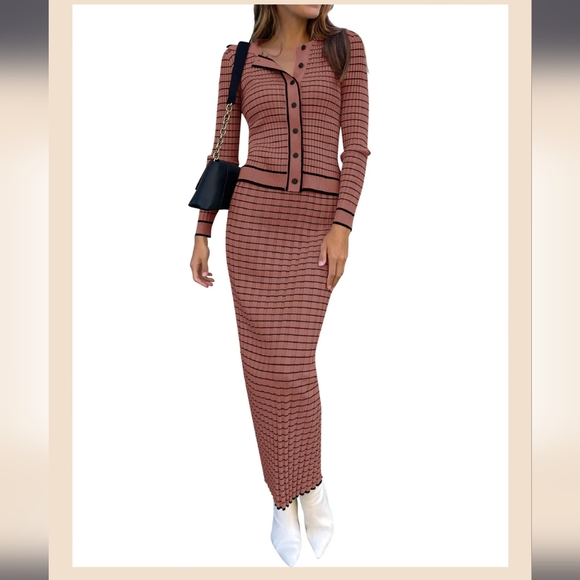 Zesica Sweater And Skirt Set In Rust Red - Picture 7 of 7